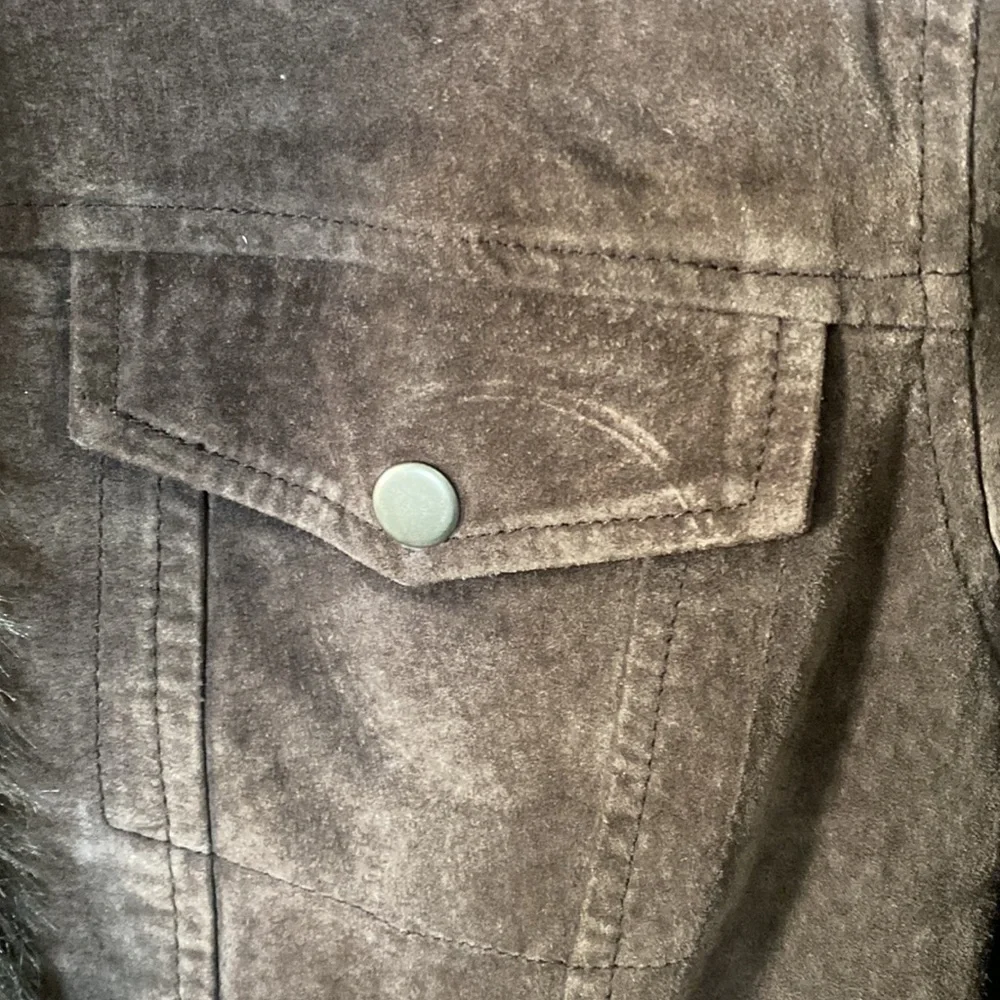 Coldwater Creek Brown Leather Zip Front Jacket Faux Fur Collar and Cuffs - Picture 11 of 12